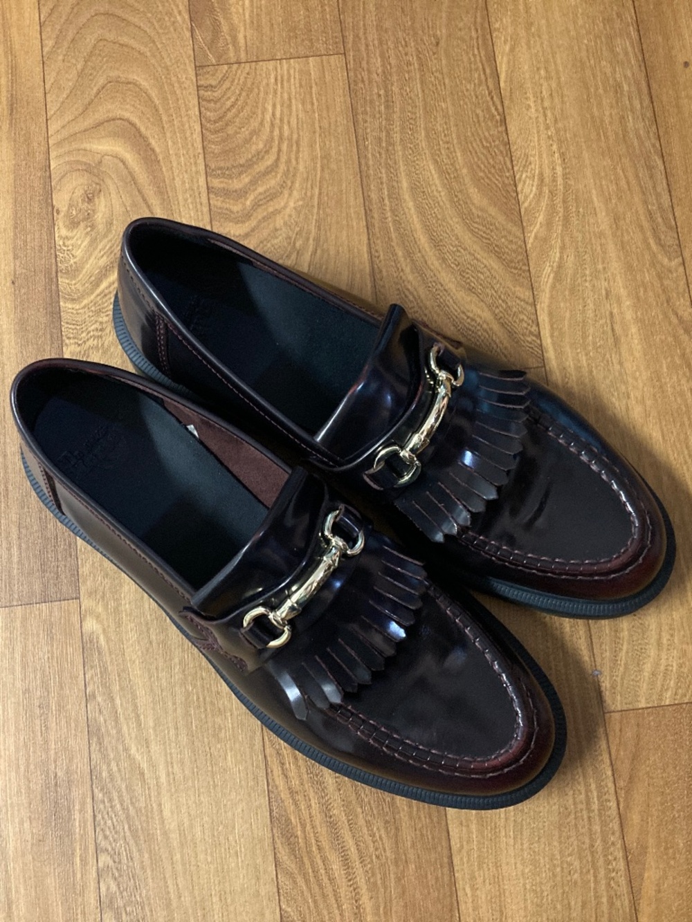 Dr. Martens Adrian Snaffle Kiltie Loafers (13) Cherry Red Arcadia Smooth Leather